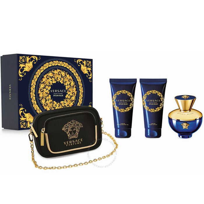 Versace Pour Femme Dylan Blue Gift Set 100ml EDP + 100ml Shower Gel + 100ml Body Lotion + Purse - Fragrance at MyPerfumeShop by Versace